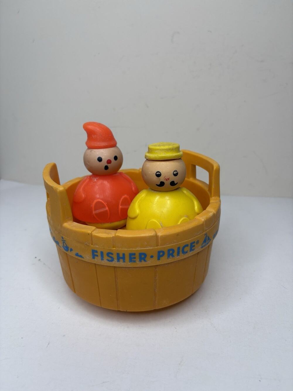 Fisher Price 3 Men in a Tub Vintage 1970 Butcher and Candlestick Maker Toy FLAW